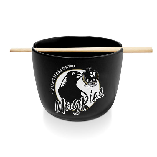 AFL CERAMIC NOODLE BOWL WITH CHOPSTICKS - COLLINGWOOD MAGPIES