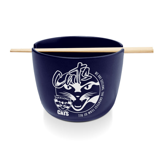 AFL CERAMIC NOODLE BOWL WITH CHOPSTICKS - GEELONG CATS