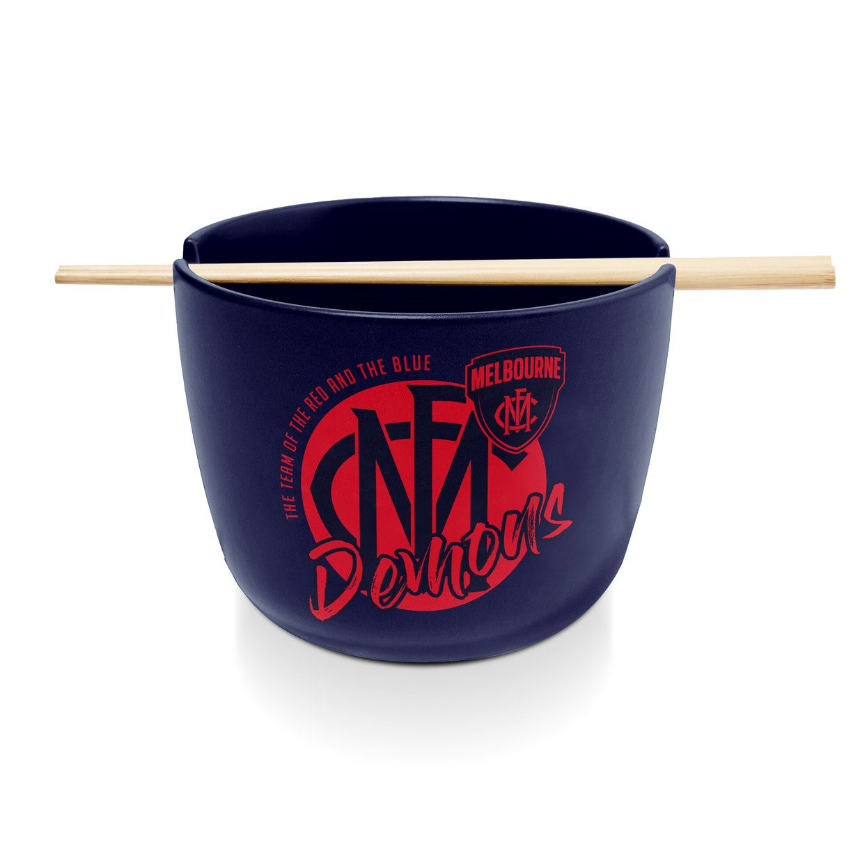 AFL CERAMIC NOODLE BOWL WITH CHOPSTICKS - MELBOURNE DEMONS