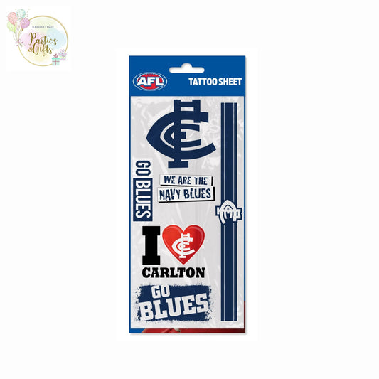 AFL CARLTON BLUES TEMPORARY TATTOO SHEET