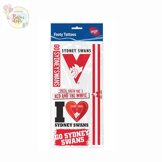 AFL SYDNEY SWANS TEMPORARY TATTOO SHEET