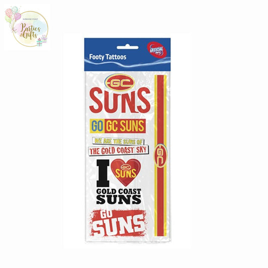 AFL GOLD COAST SUNS TEMPORARY TATTOO SHEET