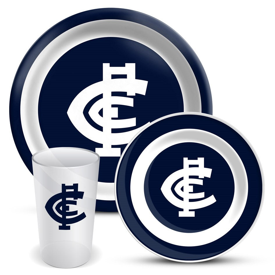 AFL 3 PIECE MELAMINE DINNER SET - CARLTON BLUES