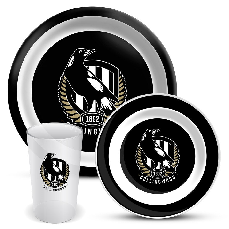 AFL 3 PIECE MELAMINE DINNER SET - COLLINGWOOD MAGPIES