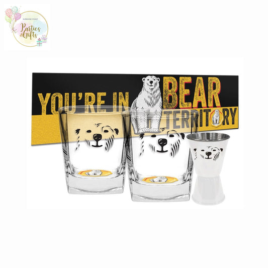 BUNDABERG RUM TERRITORY SPIRIT GLASSES, JIGGER & BAR MAT GIFT SET