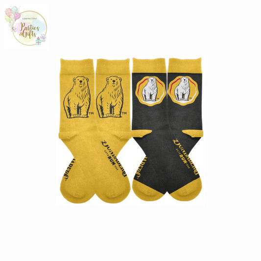 BUNDABERG RUM BUNDY BEAR MEN CREW SOCKS - PACK OF 2