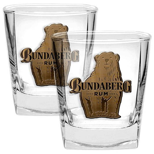 BUNDABERG RUM BADGED BUNDY BEAR SPIRIT GLASSES - PACK OF 2