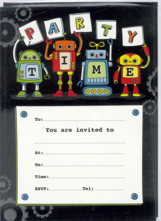 ROBOT INVITATION SET - PACK OF 12