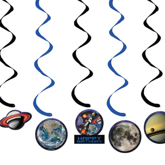 SPACE BLAST DIZZY DANGLERS HANGING DECORATIONS - 5 PACK