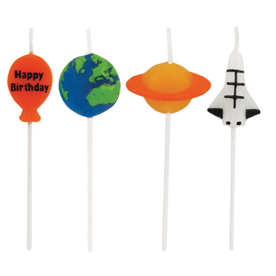 SPACE BLAST BIRTHDAY CANDLES - PACK OF 4
