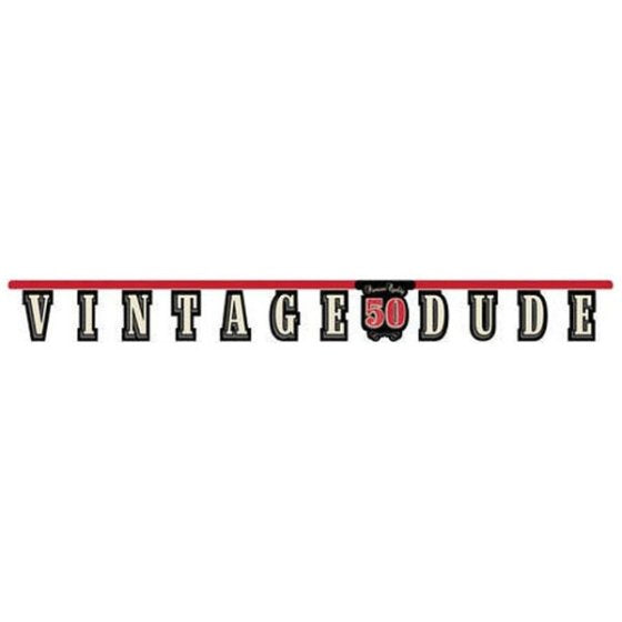 VINTAGE DUDE 50TH BIRTHDAY JOINTED BANNER - 2.67M
