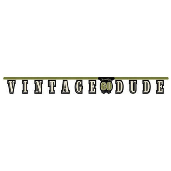 VINTAGE DUDE 60TH BIRTHDAY JOINTED BANNER - 2.67M