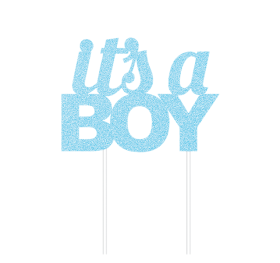IT'S A BOY CAKE TOPPER - BLUE GLITTER