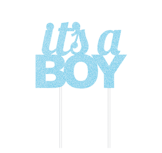IT'S A BOY CAKE TOPPER - BLUE GLITTER