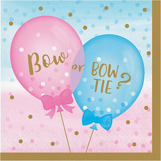 GENDER REVEAL LUNCH NAPKINS - PACK OF 16