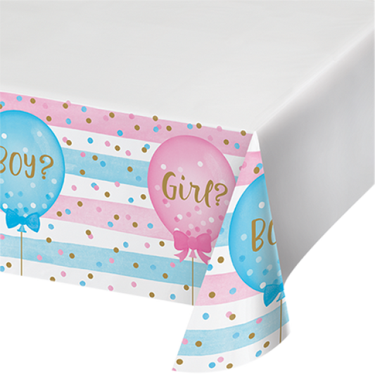 GENDER REVEAL PLASTIC TABLECOVER 137CM X 259CM
