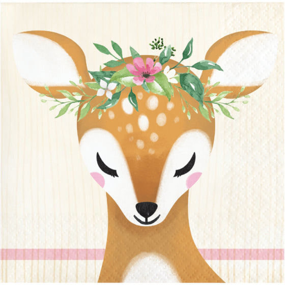 DEER LITTLE ONE BEVERAGE NAPKINS - PACK OF 16