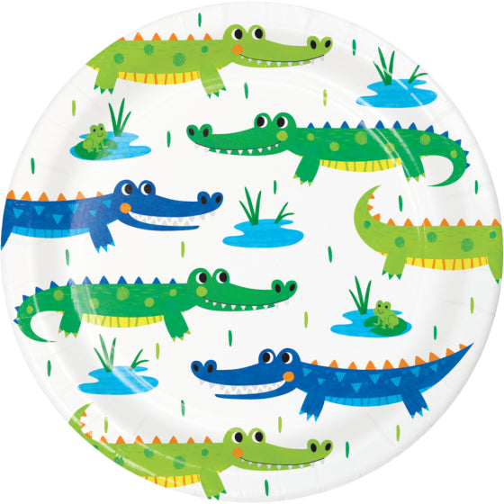 ALLIGATOR PARTY ROUND PAPER PLATES 17.4CM - PACK OF 8