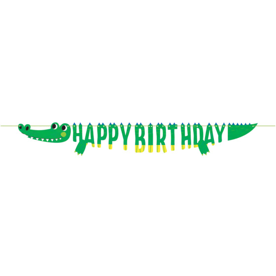 ALLIGATOR PARTY HAPPY BIRTHDAY SHAPED RIBBON BANNER