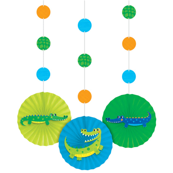 ALLIGATOR PARTY HANGING DECORATIONS - 3 PACK