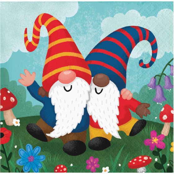 PARTY GNOMES BEVERAGE NAPKINS - PACK OF 16