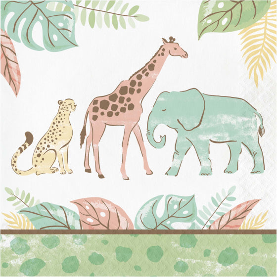 BABY SHOWER SAFARI BABY LUNCH NAPKINS - PACK OF 16