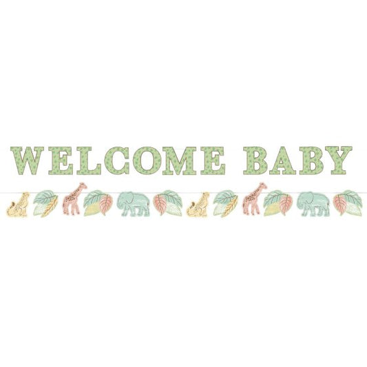 BABY SHOWER SAFARI BABY RIBBON BANNERS - PACK OF 2