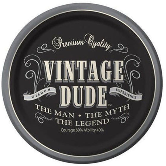 VINTAGE DUDE ROUND PAPER PLATES 17.4CM - PACK OF 8