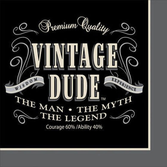 VINTAGE DUDE BEVERAGE NAPKINS - PACK OF 16