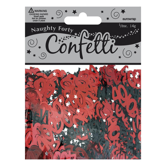 EUROWRAP NAUGHTY FORTY 40 RED BIRTHDAY CONFETTI - 14G