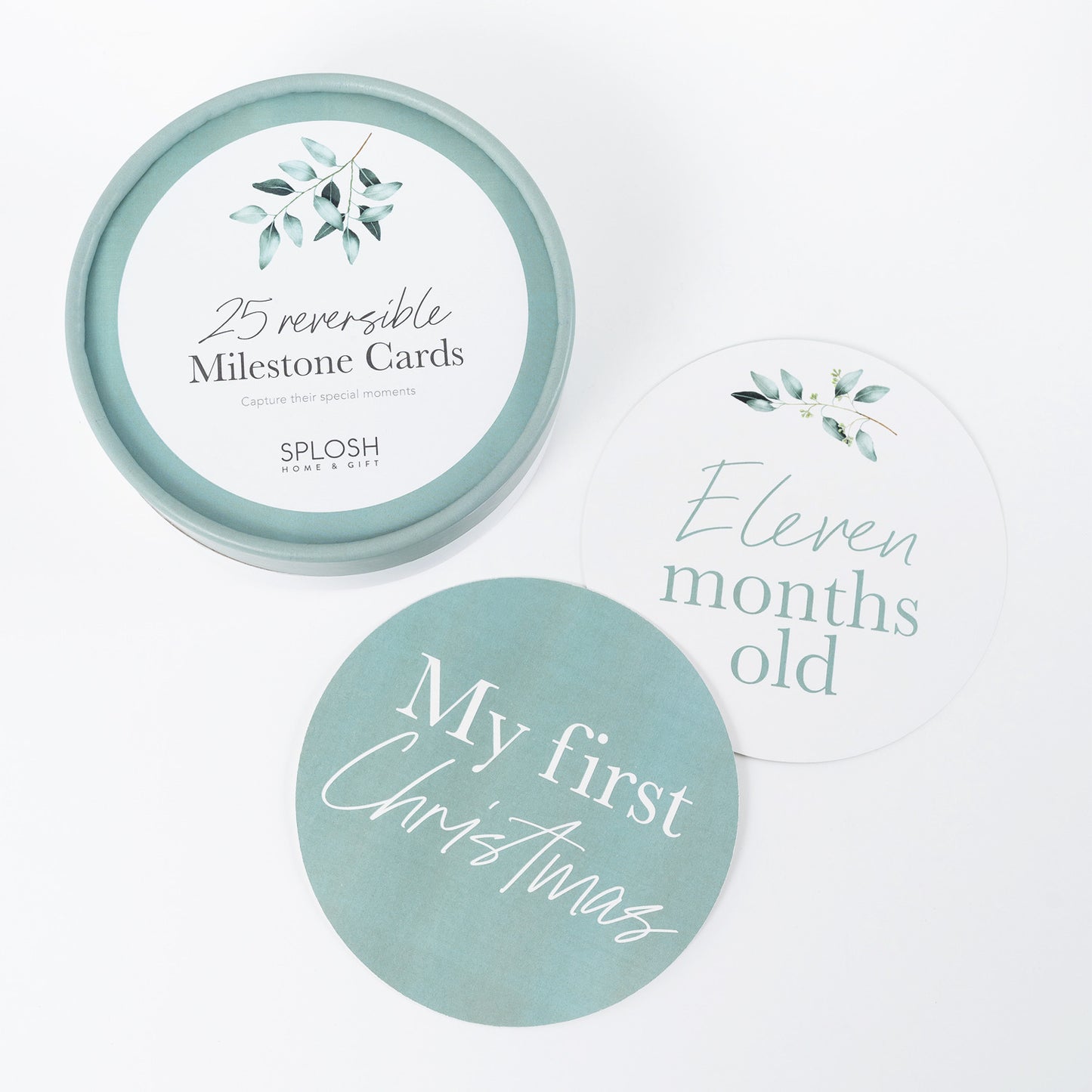 SPLOSH BABY REVERSIBLE MILESTONE CARDS - EUCALYPTUS