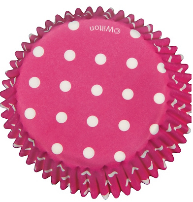 PINK & WHITE POLKA DOTS CUPCAKE BAKING CUPS - PACK OF 75