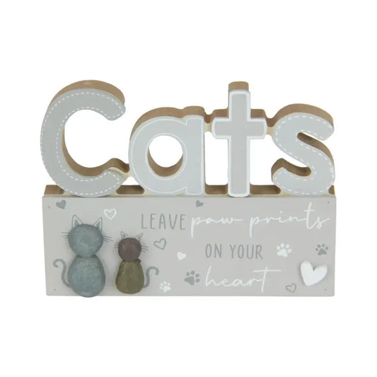 CUTE CAT PLAQUE WITH INSPIRATIONAL LOVE WORDING - 14.5CM