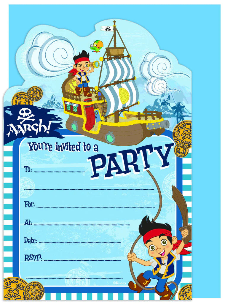 JAKE AND THE NEVER LAND INVITATION SET - PACK OF 16