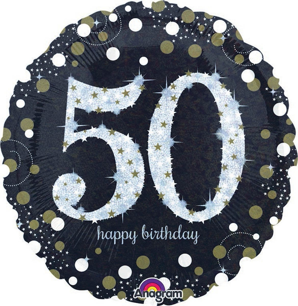 HOLOGRAPHIC SPARKLING CELEBRATE 50TH BIRTHDAY FOIL BALLOON - 45CM