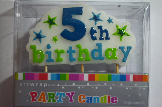 5TH BIRTHDAY CANDLE - BLUE