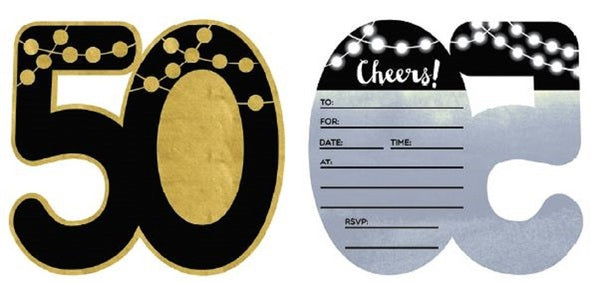 50TH BIRTHDAY NUMBER INVITATION SET - PACK OF 8