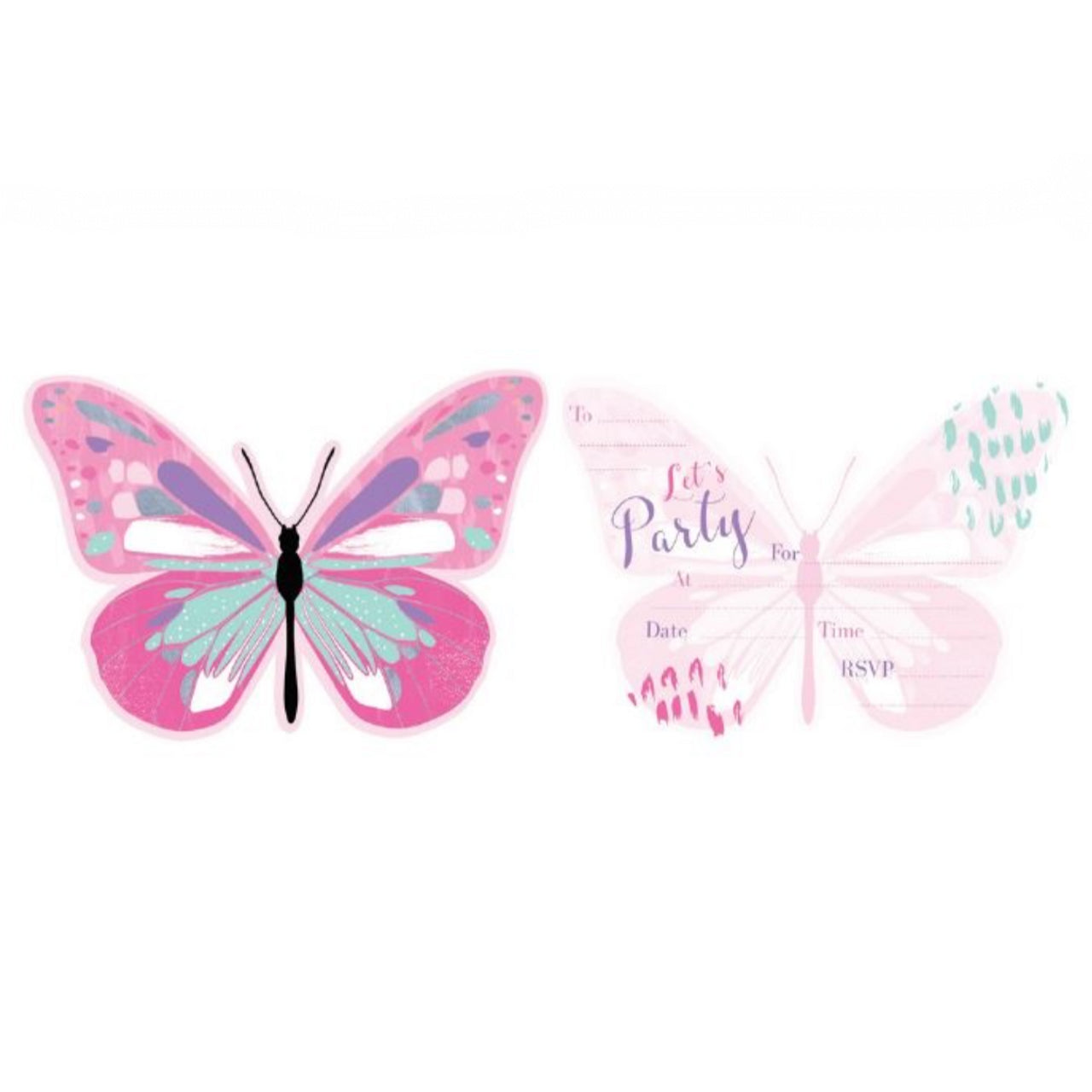 BUTTERFLY INVITATION SET - PACK OF 8