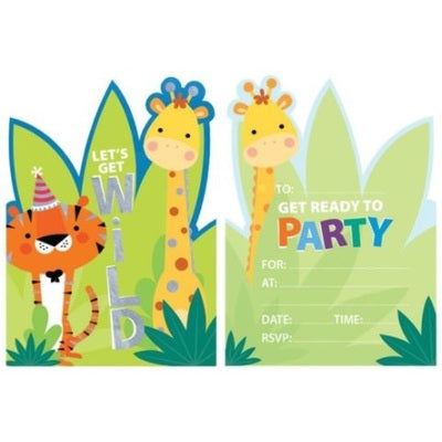 JUNGLE ANIMALS INVITATION SET - PACK OF 8