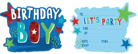 BIRTHDAY BOY INVITATION SET - PACK OF 8