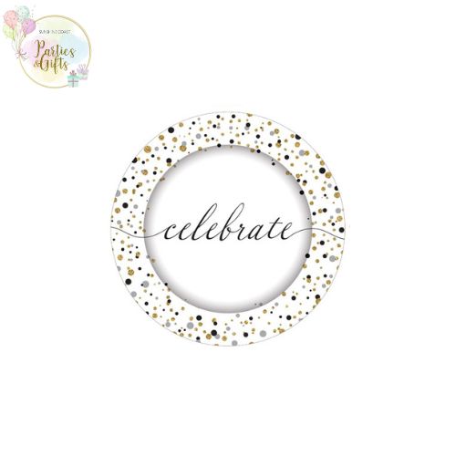 CELEBRATE ROUND PAPER PLATES - PACK OF 8