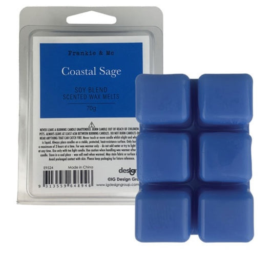 FRANKIE & ME SOY BLEND SCENTED WAX MELTS - COASTAL SAGE - 6 PACK