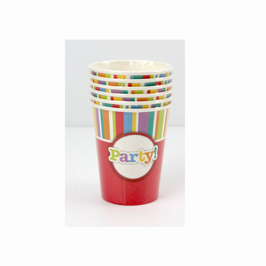 RED PARTY 255ML PAPER CUPS - PACK OF 6