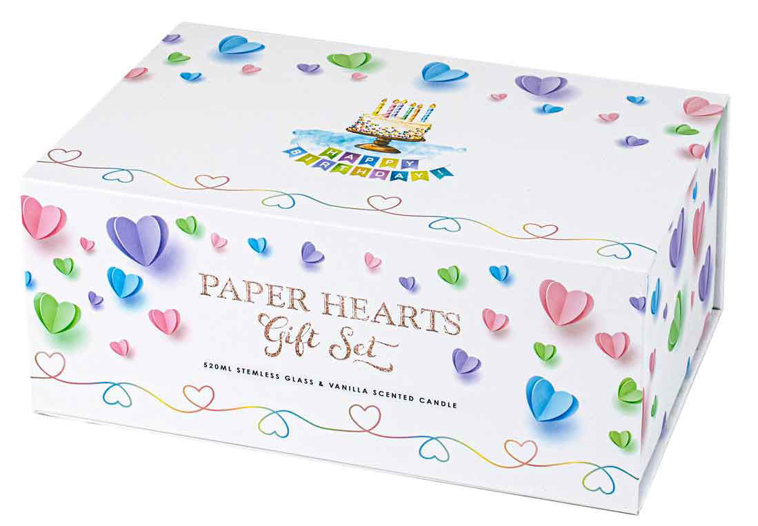 HAPPY BIRTHDAY STEMLESS GLASS AND CANDLE GIFT SET