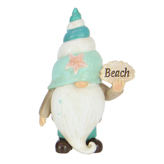 BEACH GNOME WITH BEACH SIGN - 13CM