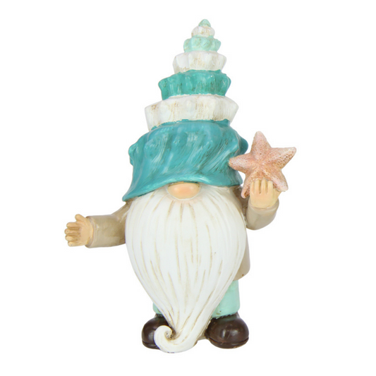BEACH GNOME WITH STARFISH - 13CM