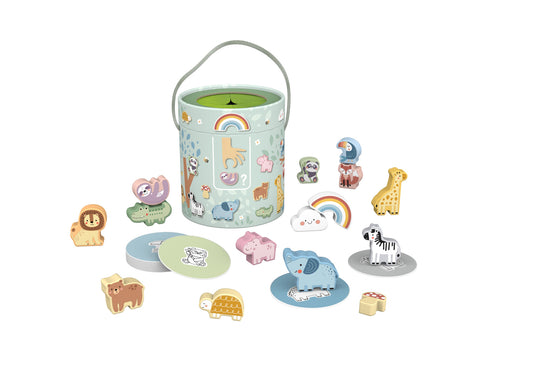 TOOKY TOY ANIMAL SHAPE TOUCH AND MATCH BUCKET - 32 PIECES
