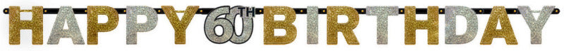 SPARKLING CELEBRATORY 60TH PRISM LETTERS BANNER