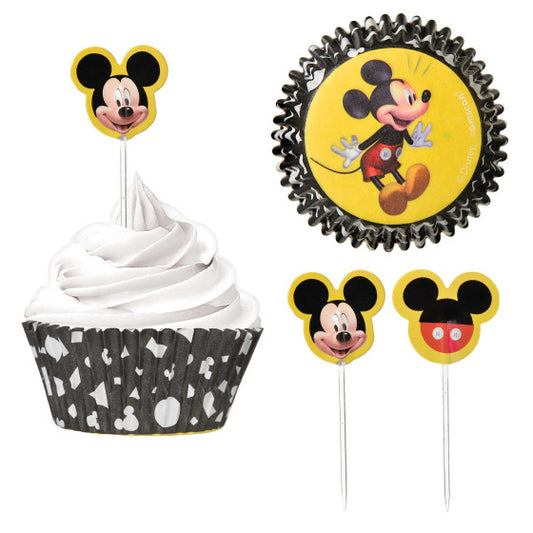 MICKEY MOUSE CUPCAKE CASES AND PICKS - 24 PACK