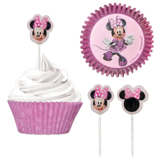 MINNIE MOUSE FOREVER CUPCAKE CASES AND PICKS - 24 PACK